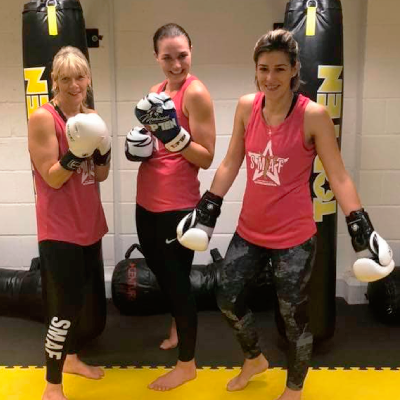 Women practicing self-defence
